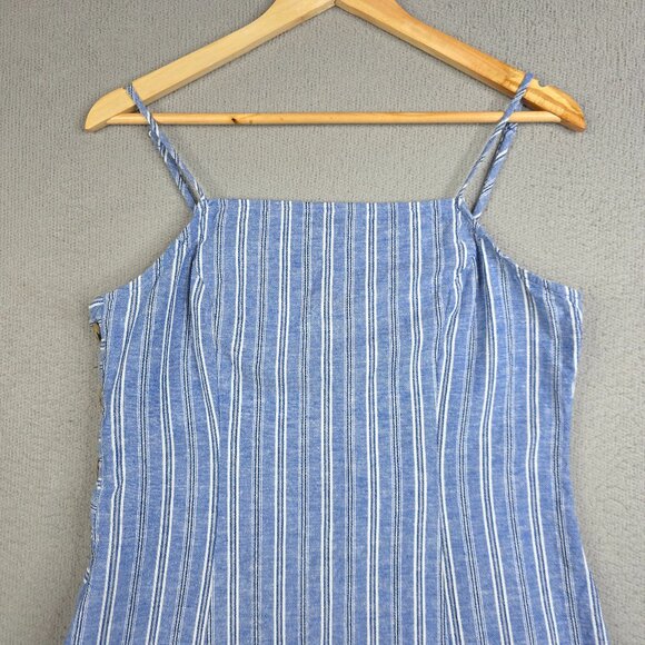 Lulus Mini Dress Large Pier and There Blue White Striped Side-Button Nautical - Picture 3 of 10